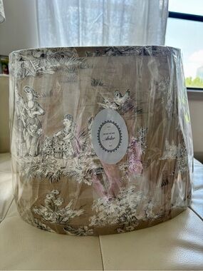 French Toile Taupe Lampshade